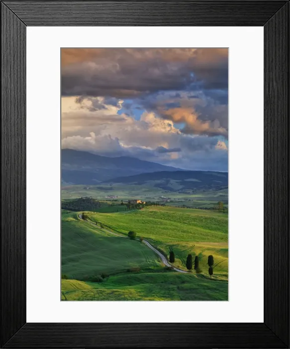 Framed Print : Italy, Tuscany, Siena district, Orcia Valley, country road near Pienza Framed Print : Italy, Tuscany, Siena district, Orcia Valley, country road near Pienza