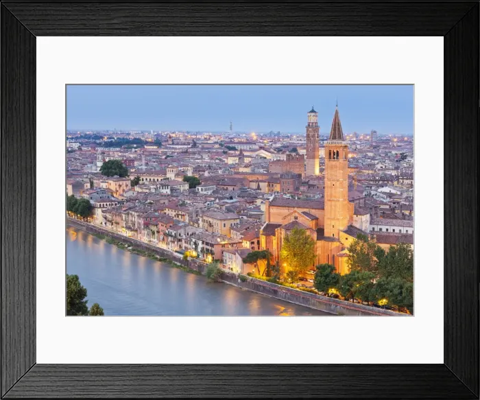 Framed Print : Italy, Italia Veneto, Verona district. Verona. View from Castel San Pietro. Sant Anastasia church