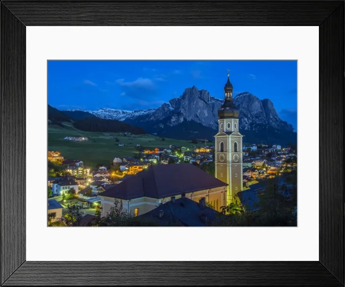 Framed Print : Night view over the mountain village of Castelrotto Kastelruth, Alto Adige or South Tyrol Framed Print : Night view over the mountain village of Castelrotto Kastelruth, Alto Adige or South Tyrol