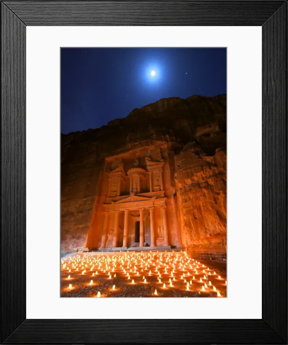 Framed Print : Treasury Lit By Candles At Night, Petra, Jordan, Middle East Framed Print : Treasury Lit By Candles At Night, Petra, Jordan, Middle East