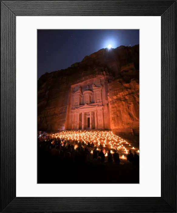 Framed Print : Treasury Lit By Candles At Night, Petra, Jordan, Middle East Framed Print : Treasury Lit By Candles At Night, Petra, Jordan, Middle East