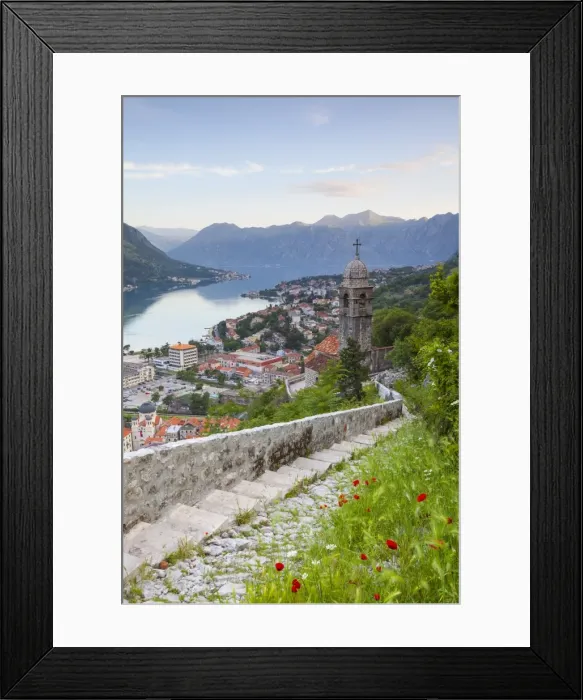 Framed Print : Elevated view over Kotors Stari Grad (Old Town) and The Bay of Kotor, Kotor, Montenegro Framed Print : Elevated view over Kotors Stari Grad (Old Town) and The Bay of Kotor, Kotor, Montenegro