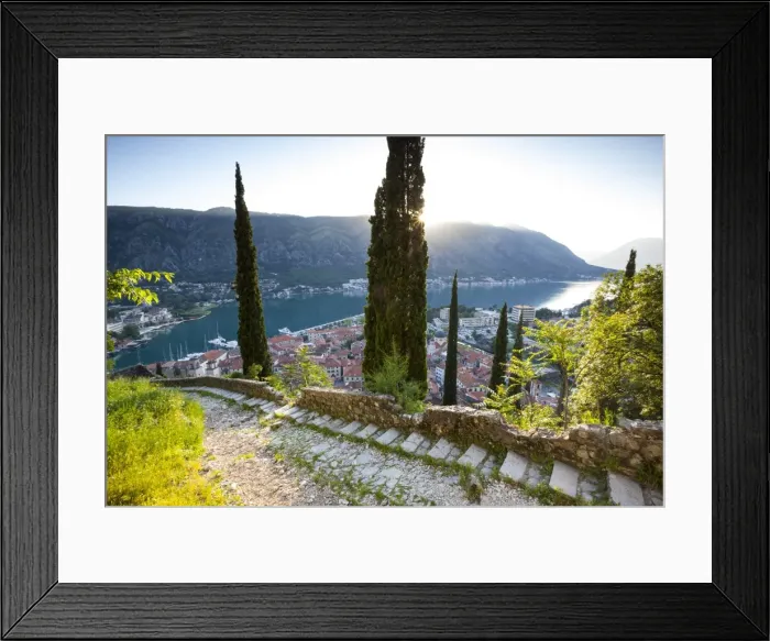 Framed Print : Elevated view over Kotors Stari Grad (Old Town) and The Bay of Kotor, Kotor, Montenegro Framed Print : Elevated view over Kotors Stari Grad (Old Town) and The Bay of Kotor, Kotor, Montenegro