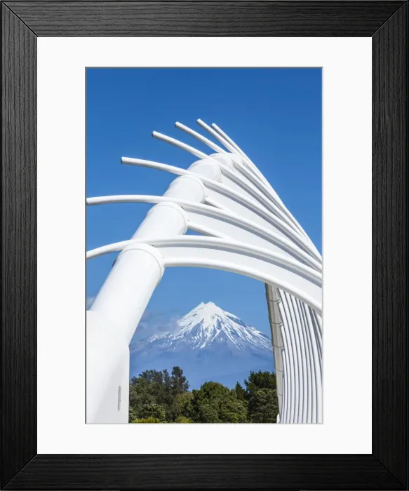 Framed Print : Mount Taranaki (Egmont) framed with Te Rewa Rewa Bridge, Taranaki, North Island Framed Print : Mount Taranaki (Egmont) framed with Te Rewa Rewa Bridge, Taranaki, North Island