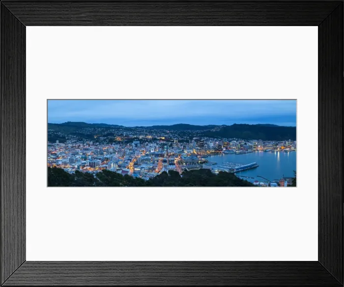 Framed Print : Elevated view over central Wellington illuminated at dusk, Wellington, North Island Framed Print : Elevated view over central Wellington illuminated at dusk, Wellington, North Island