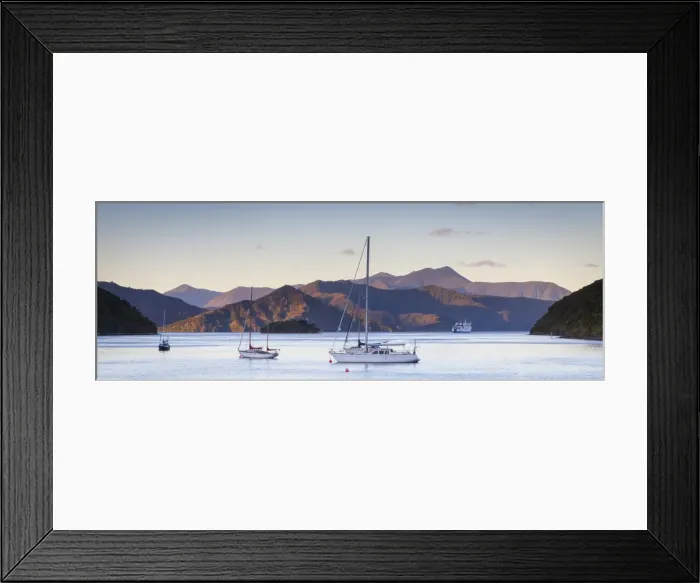 Framed Print : Yachts anchored on the idyllic Queen Charlotte Sound, Picton, Marlborough Sounds Framed Print : Yachts anchored on the idyllic Queen Charlotte Sound, Picton, Marlborough Sounds