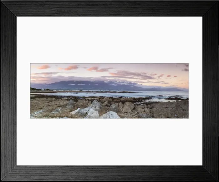 Framed Print : Rugged coastal landscape illuminated at sunset, Kaikoura, South Island, New Zealand Framed Print : Rugged coastal landscape illuminated at sunset, Kaikoura, South Island, New Zealand