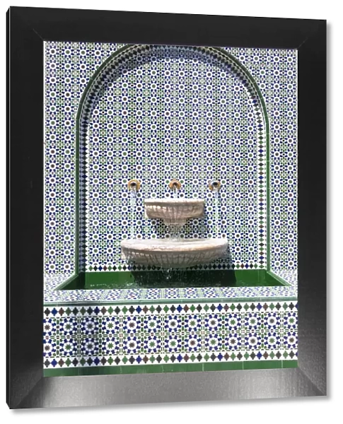 Oman, Muscat. Ornate fountain, Asma Bint Alawi Mosque