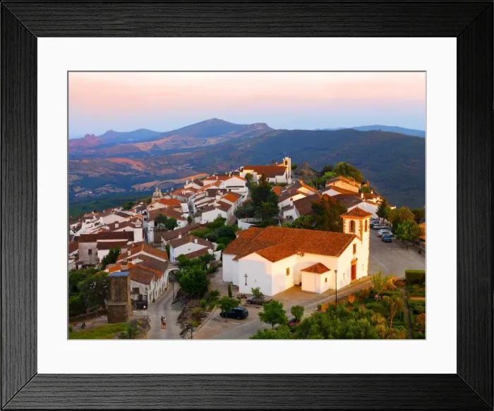 Framed Print : Portugal, Alentejo, Marvao, Medieval village at dusk