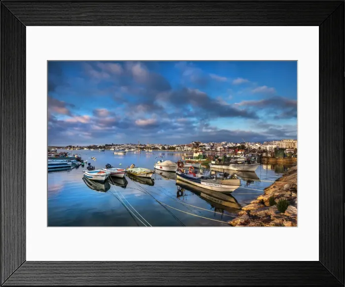 Framed Print : View from fishing harbour towards old town, Lagos, Algarve, Portugal Framed Print : View from fishing harbour towards old town, Lagos, Algarve, Portugal