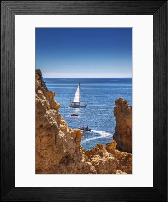 Framed Print : Sailing boat, Ponta de Piedade, Lagos, Algarve, Portugal Framed Print : Sailing boat, Ponta de Piedade, Lagos, Algarve, Portugal