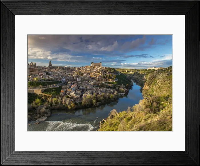 Framed Print : Panoramic view over Toledo and Tagus river, Castile La Mancha, Spain Framed Print : Panoramic view over Toledo and Tagus river, Castile La Mancha, Spain