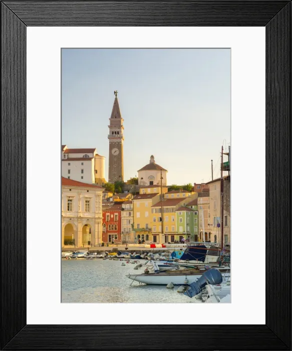 Framed Print : Slovenia, Primorska, Piran, Old Town Harbour, Church of St Framed Print : Slovenia, Primorska, Piran, Old Town Harbour, Church of St