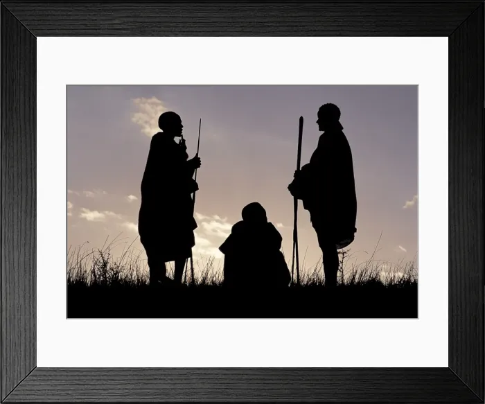Framed Print : Silhouette of Msai warriors, Ngorongoro Crater, Tanzania Framed Print : Silhouette of Msai warriors, Ngorongoro Crater, Tanzania