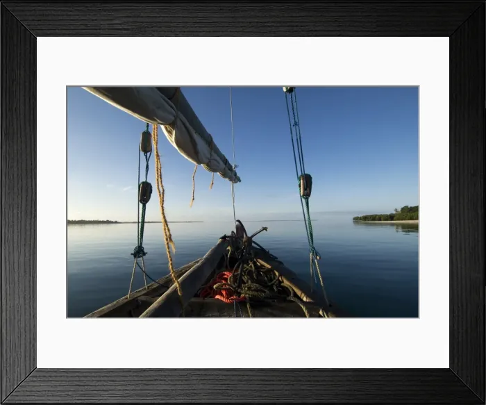 Framed Print : Bow of a traditional dhow with sail in Mafia Island coast of Tanzania Framed Print : Bow of a traditional dhow with sail in Mafia Island coast of Tanzania