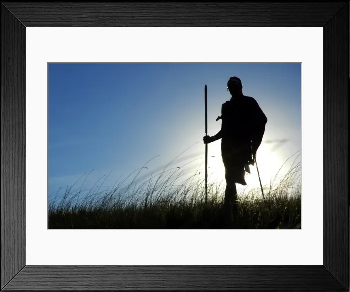 Framed Print : Silhouette of Msai warrior, Ngorongoro Crater, Tanzania