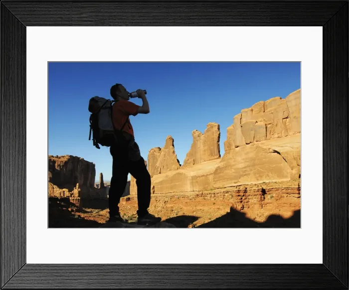 Framed Print : Hiking, Park Avenue, Arches National Park, Moab, Utah, USA, (MR) Framed Print : Hiking, Park Avenue, Arches National Park, Moab, Utah, USA, (MR)