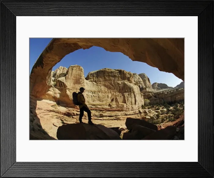 Framed Print : Hiking, Hickman Bridge, Capitol Reef National Park, Utah, USA, (MR) Framed Print : Hiking, Hickman Bridge, Capitol Reef National Park, Utah, USA, (MR)