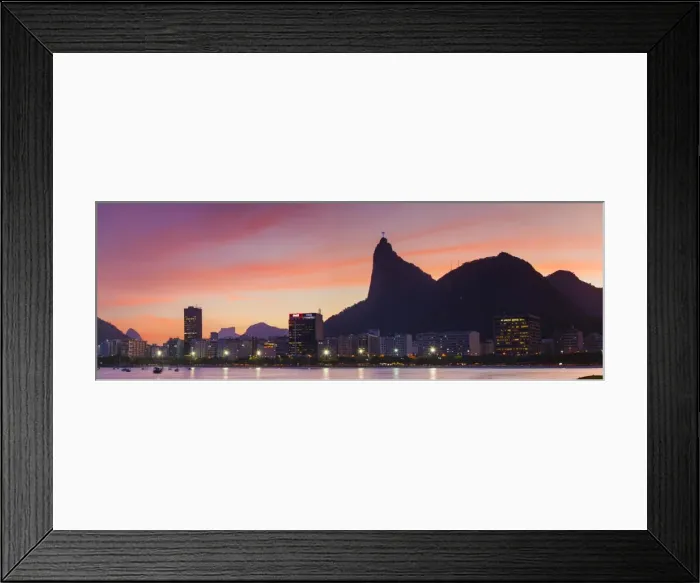 Framed Print : Botafogo Bay and Christ the Redeemer statue at sunset, Rio de Janeiro, Brazil Framed Print : Botafogo Bay and Christ the Redeemer statue at sunset, Rio de Janeiro, Brazil