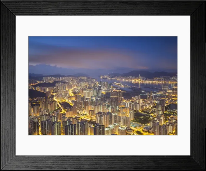 Framed Print : View of Kowloon and Hong Kong Island, Hong Kong, China Framed Print : View of Kowloon and Hong Kong Island, Hong Kong, China