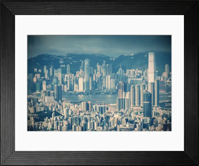 Framed Print : View of Kowloon and Hong Kong Island, Hong Kong, China
