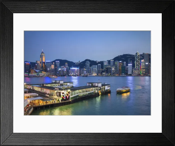 Framed Print : Star Ferry terminal and Hong Kong Island skyline, Hong Kong Framed Print : Star Ferry terminal and Hong Kong Island skyline, Hong Kong