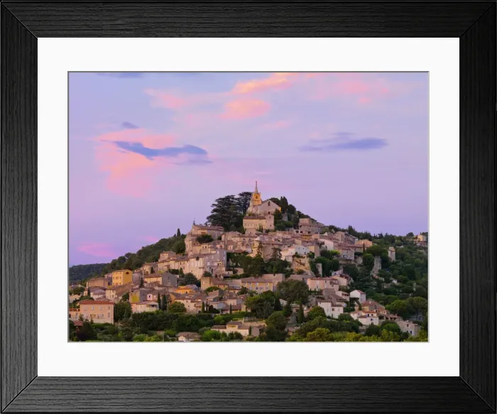 Framed Print : France, Provence, Bonnieux, Hilltop village at dusk Framed Print : France, Provence, Bonnieux, Hilltop village at dusk