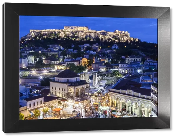 Greece, Athens of Monastiraki Square and Acropolis