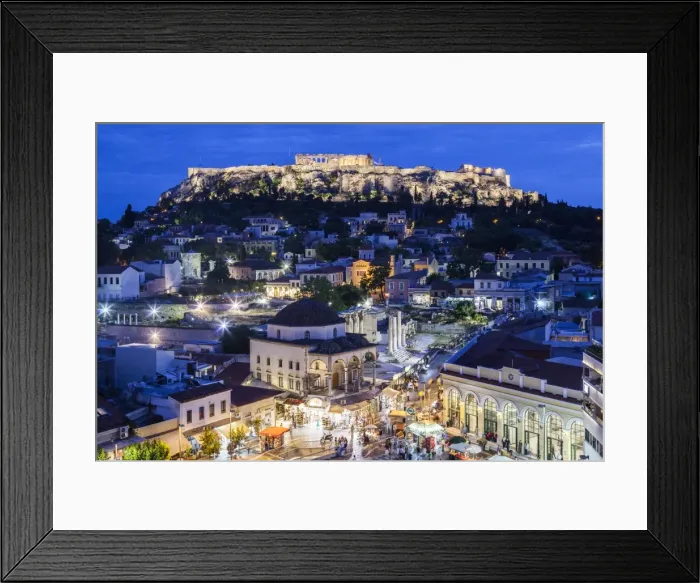 Framed Print : Greece, Athens of Monastiraki Square and Acropolis