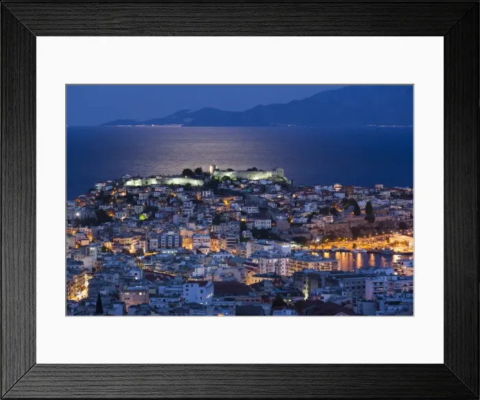 Framed Print : Greece, East Macedonia and Thrace Region, Kavala, elevated city view with Kastro fortress Framed Print : Greece, East Macedonia and Thrace Region, Kavala, elevated city view with Kastro fortress