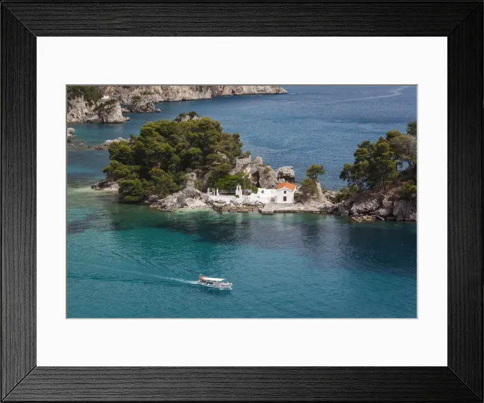 Framed Print : Greece, Epirus Region, Parga, elevated view of Panagias Island Framed Print : Greece, Epirus Region, Parga, elevated view of Panagias Island