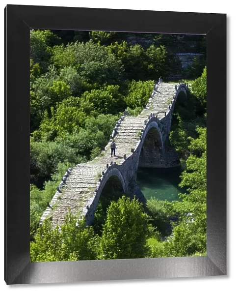Greece, Epirus Region, Zagorohoria Area, Vikos Gorge, Ottoman-era multi-arched bridge