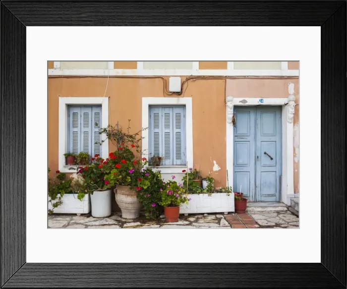 Framed Print : Greece, Epirus Region, Parga, harborfront house detail Framed Print : Greece, Epirus Region, Parga, harborfront house detail