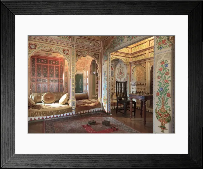 Framed Print : India, Rajasthan, Jaisalmer, Old Town, Patwa Ki Haveli (Traditional Ornately decorated