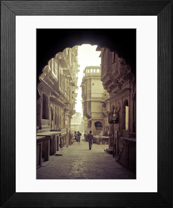 Framed Print : India, Rajasthan, Jaisalmer, Old Town, Patwa Ki Haveli (Traditional Ornately decorated