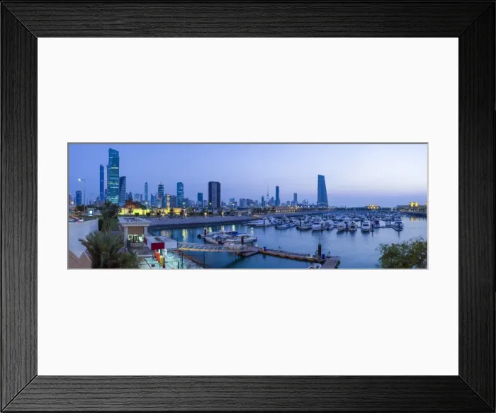 Framed Print : Kuwait, Kuwait City, the city skyline viewed from Souk Shark Mall and Kuwait harbour Framed Print : Kuwait, Kuwait City, the city skyline viewed from Souk Shark Mall and Kuwait harbour