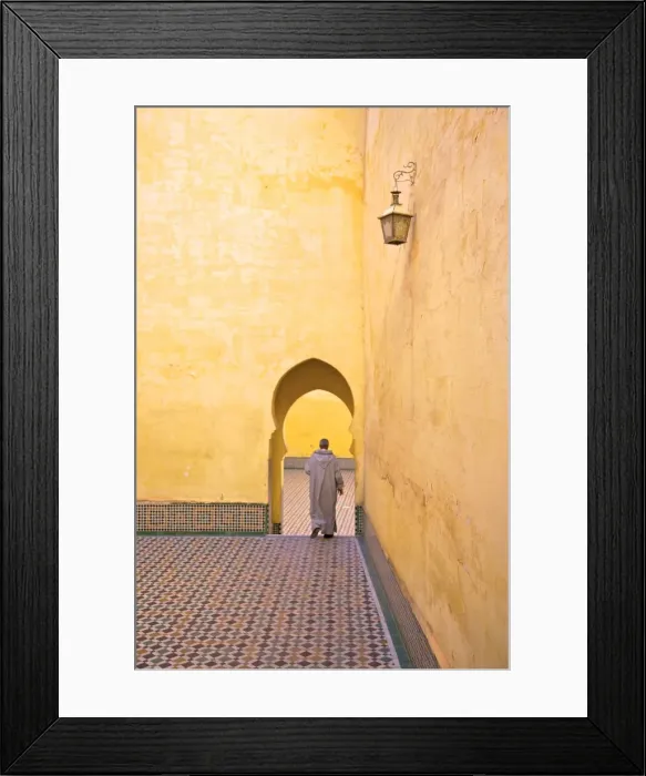Framed Print : Man In Courtyard, Interior Of Mausoleum of Moulay Ismail, Meknes, Morocco, North Africa Framed Print : Man In Courtyard, Interior Of Mausoleum of Moulay Ismail, Meknes, Morocco, North Africa