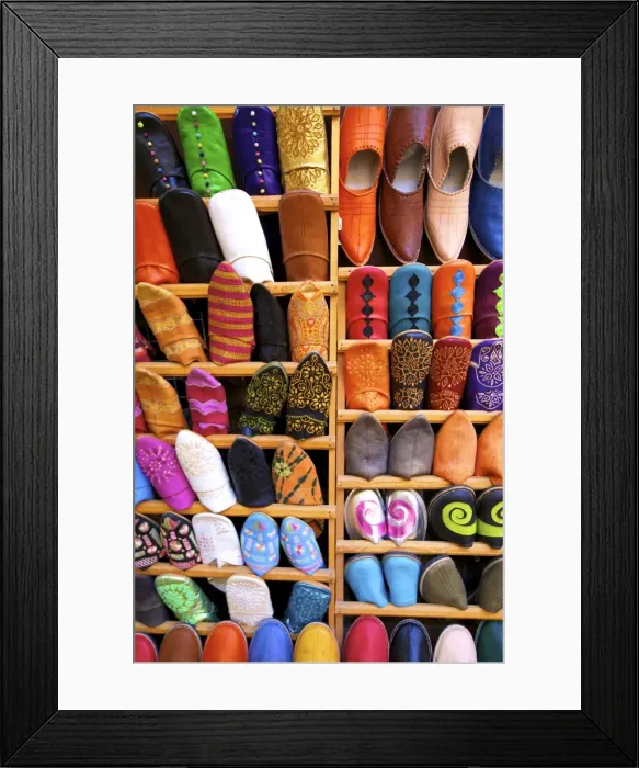 Framed Print : Moroccan Babouche Slippers, Medina, Fez, Morocco, North Africa Framed Print : Moroccan Babouche Slippers, Medina, Fez, Morocco, North Africa