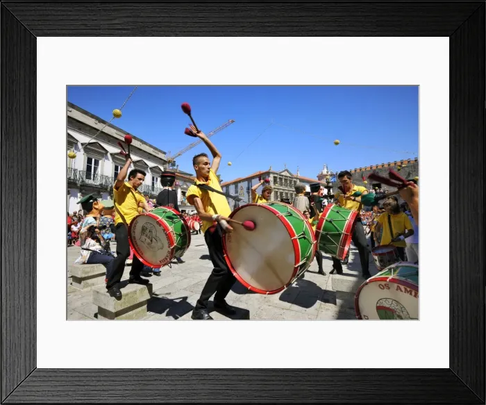 Framed Print : Traditional drummers (Zes Pereiras) acting during the Our Lady of Agony Festivities Framed Print : Traditional drummers (Zes Pereiras) acting during the Our Lady of Agony Festivities