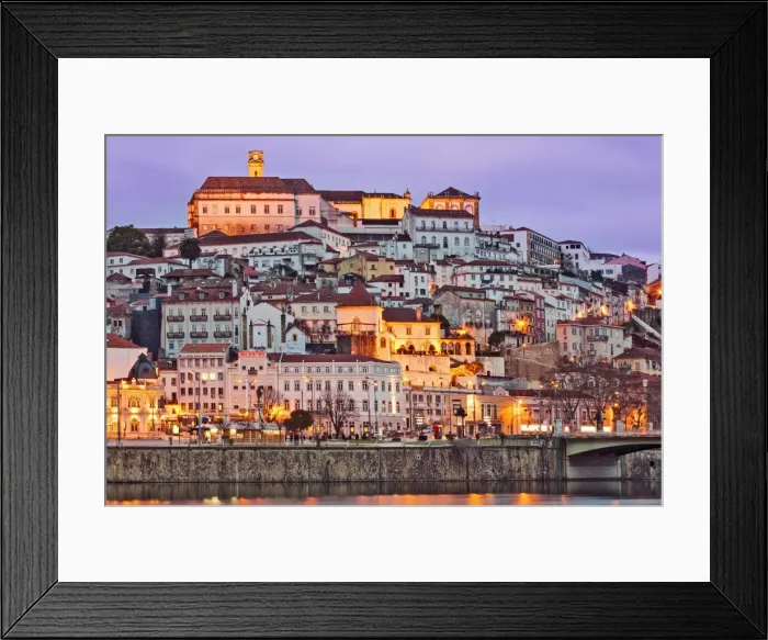 Framed Print : Europe, Portugal, Centro, Baixo Mondego, Coimbra, twilight view of the medieval city centre Framed Print : Europe, Portugal, Centro, Baixo Mondego, Coimbra, twilight view of the medieval city centre