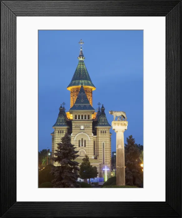 Framed Print : Metropolitan Cathedral in Piata Victoriei at dusk, Timisoara, Banat, Romania Framed Print : Metropolitan Cathedral in Piata Victoriei at dusk, Timisoara, Banat, Romania