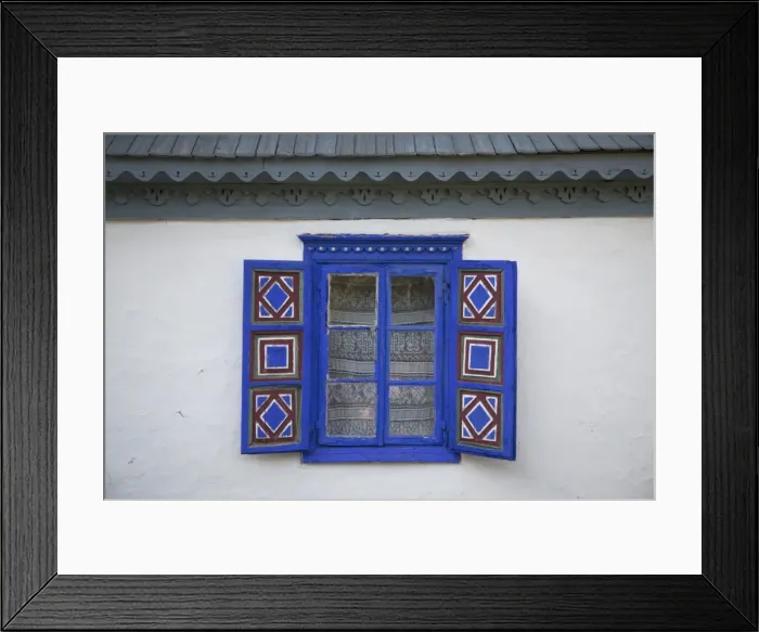Framed Print : Window on house from Tulcea County, National Village Museum, Bucharest, Romania