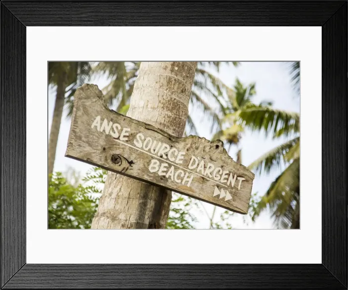 Framed Print : Sign to Anse Source D Argent beach, L Union Estate Plantation, La Digue, Seychelles Framed Print : Sign to Anse Source D Argent beach, L Union Estate Plantation, La Digue, Seychelles