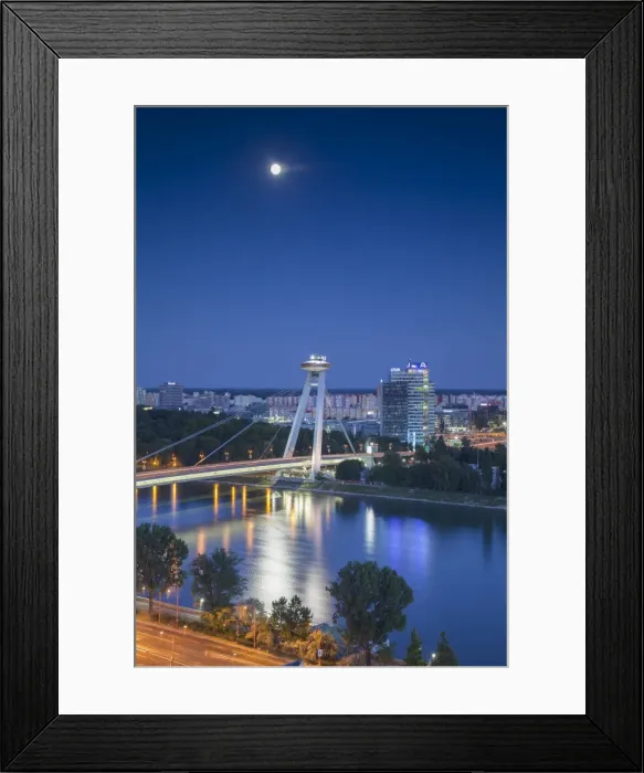 Framed Print : View of New Bridge at dusk, Bratislava, Slovakia Framed Print : View of New Bridge at dusk, Bratislava, Slovakia