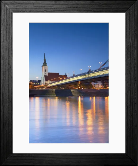 Framed Print : St Martins Cathedral and New Bridge at dusk, Bratislava, Slovakia Framed Print : St Martins Cathedral and New Bridge at dusk, Bratislava, Slovakia