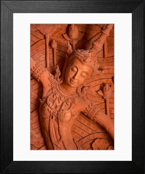 Framed Print : Bas-reliefs on the walls of Wat Ratchathammaram, Koh Samui, Thailand Framed Print : Bas-reliefs on the walls of Wat Ratchathammaram, Koh Samui, Thailand