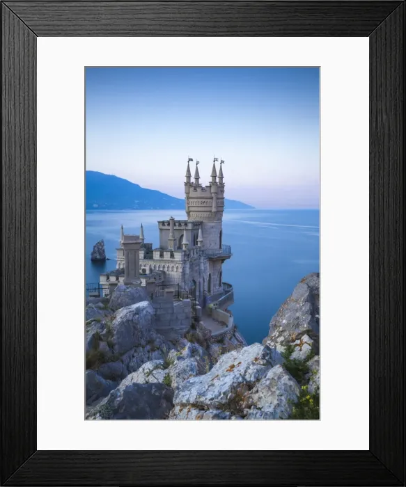 Framed Print : Ukraine, Crimea, Yalta, Gaspra, The Swallows Nest castle perched on Aurora Clff Framed Print : Ukraine, Crimea, Yalta, Gaspra, The Swallows Nest castle perched on Aurora Clff