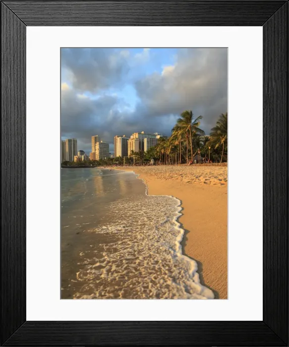 Framed Print : USA, Hawaii, Oahu, Honolulu, Waikiki Beach and Skyline Framed Print : USA, Hawaii, Oahu, Honolulu, Waikiki Beach and Skyline
