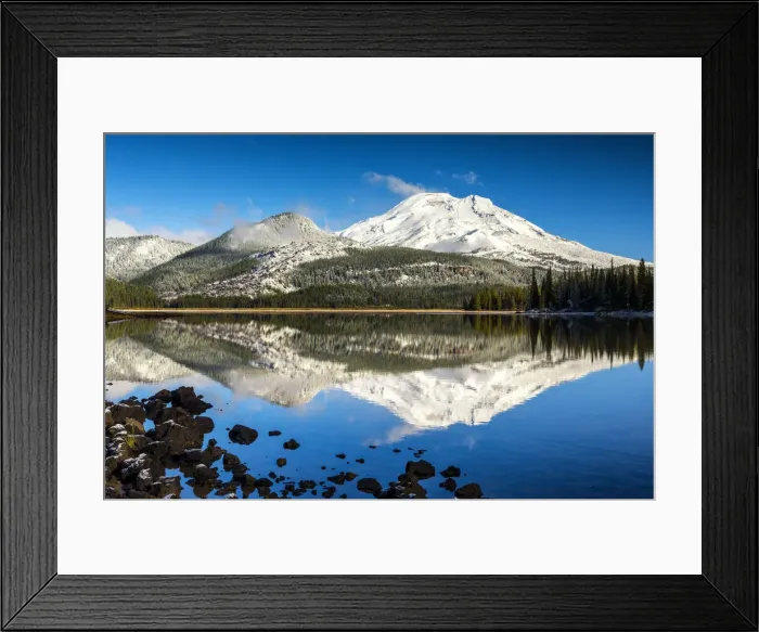 Framed Print : Snow-covered South Sister Reflecting in Sparks Lake, Oregon, USA Framed Print : Snow-covered South Sister Reflecting in Sparks Lake, Oregon, USA