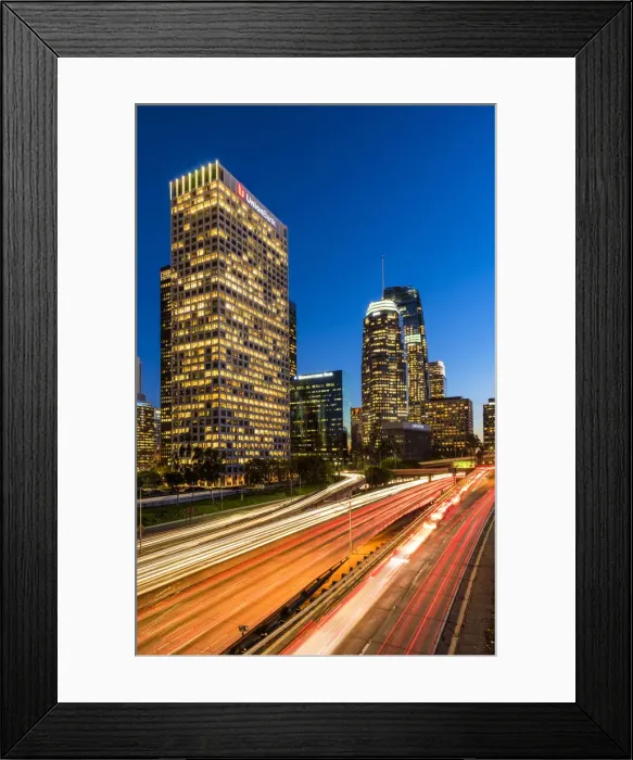 Framed Print : Downtown Skyline at Night, Los Angeles, California, USA Framed Print : Downtown Skyline at Night, Los Angeles, California, USA